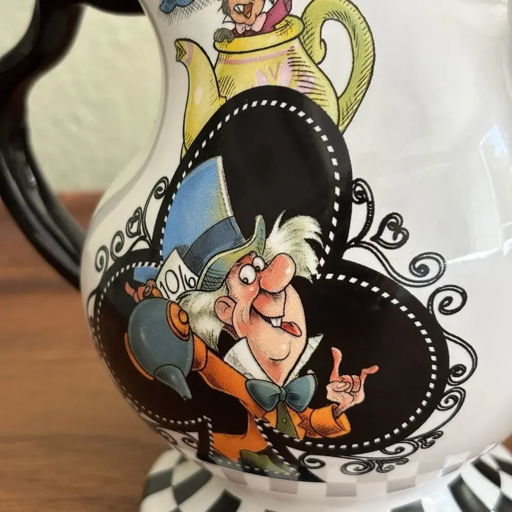 Alice in Wonderland Novelty Glazed Ceramic Teapot w/ Lid, Alice & Mad Hatter